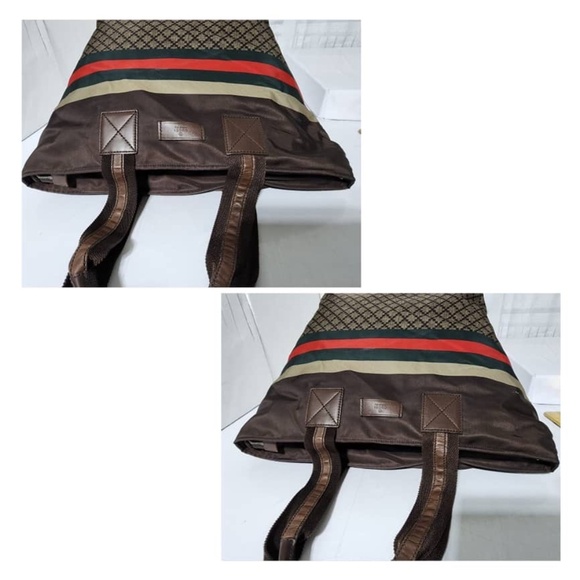 Authentic Gucci Diamante Canvas Web Shopping Tote Bag Brown/Beige - Picture 5 of 15